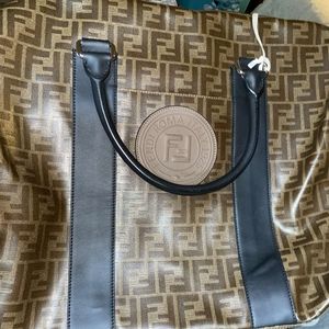 FF Logo Stamp Duffle Bag Zucca Coated Canvas Large